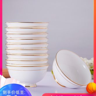 10 charge jingdezhen ceramic bowl phnom penh contracted household 4.5 -inch rice bowls white ceramic bowl suit