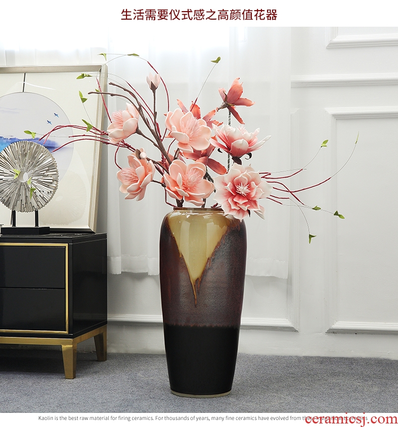 New Chinese style ceramic landing simulation flower vase large sitting room suit dry flower arrangement home furnishing articles