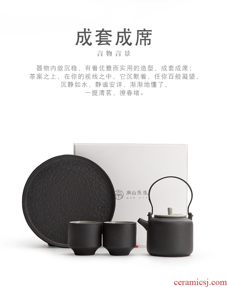 Mr Nan shan lingbi girder pot of kung fu tea set contracted Japanese dry tea tray ceramic teapot household