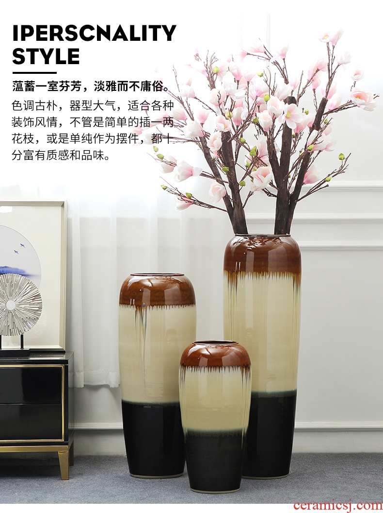 Jingdezhen ceramic big vase furnishing articles of modern new Chinese style villa living room shop flower arranging home soft decoration