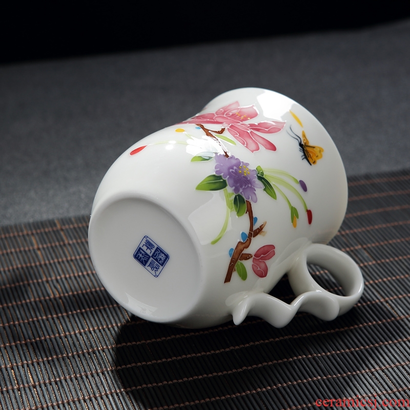 DH tea mugs with cover filter hand-painted teacup household jingdezhen tea cup set office