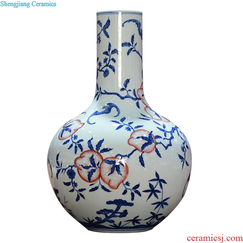 Jingdezhen ceramics archaize qing qianlong enamel colour peach vase Chinese crafts are sitting room
