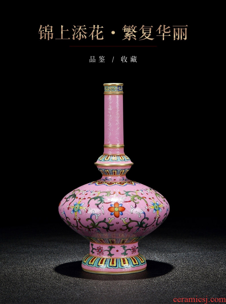 Hao chun jingdezhen enamel vase with hand-painted archaize candlestick furnishing articles of Chinese style wedding gift porcelain decorations