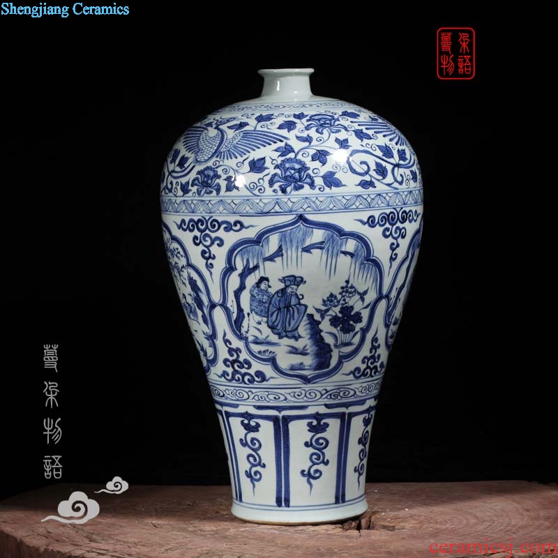Jingdezhen yuan blue and white four love mei bottle high copy jingzhou city, hubei province museum of yuan blue and white figure four love mei bottles