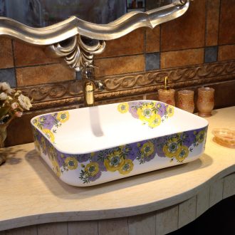 JingWei stage basin ceramic lavabo rectangle lavatory Nordic wash basin of blossoming peach blossom