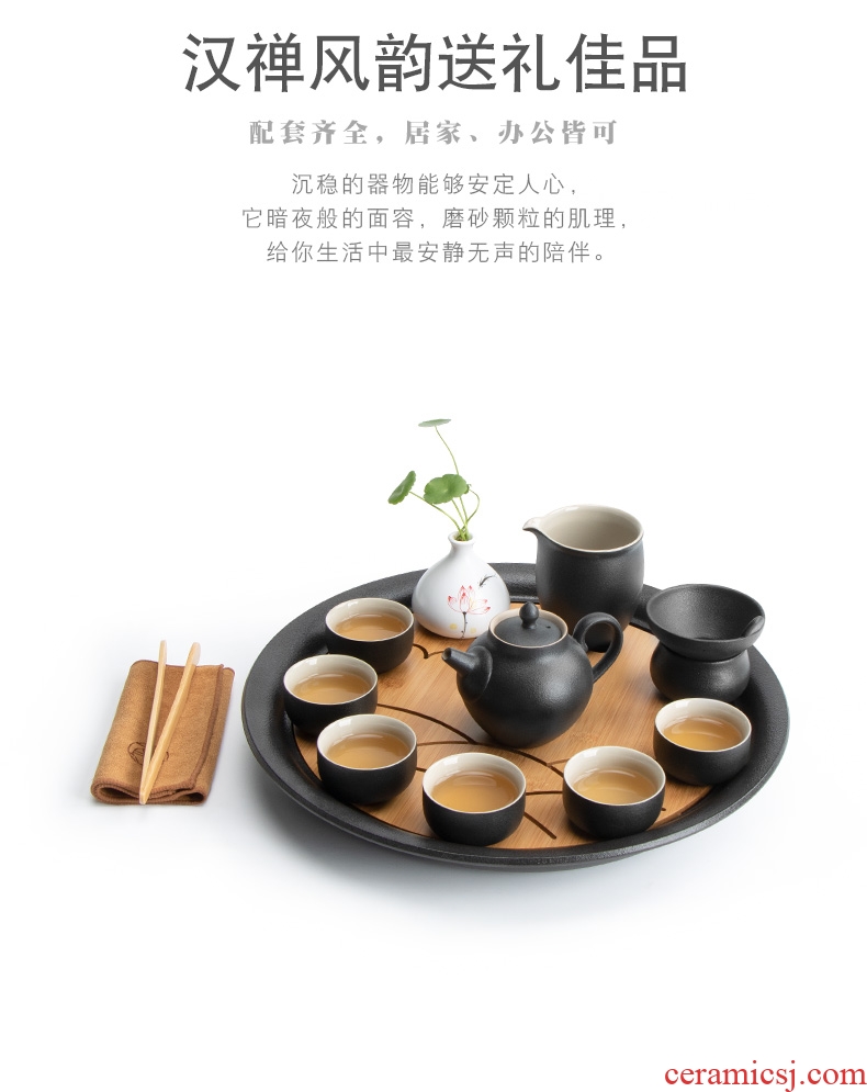Mr Nan shan south wild goose black pottery tea set of household ceramic teapot teacup storage type dry tea tray
