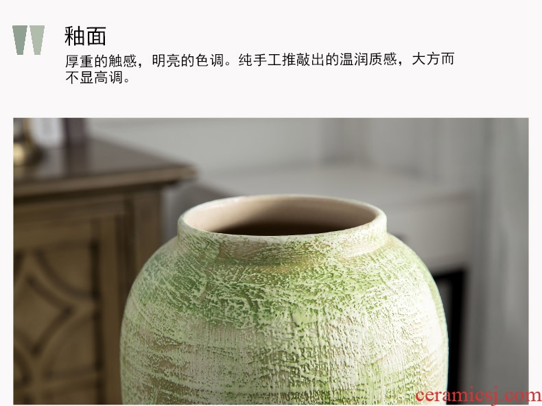 American green clay flower implement large ceramic vase dried flowers household furnishing articles ceramic table sitting room decorative vase