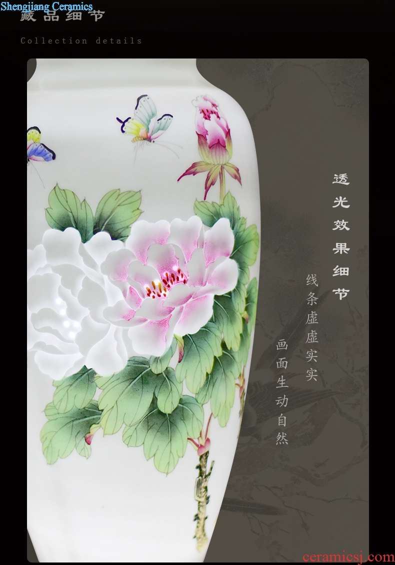 Jingdezhen ceramics decoration furnishing articles hand-painted sitting room porch TV ark of new Chinese style manual dried flower vase