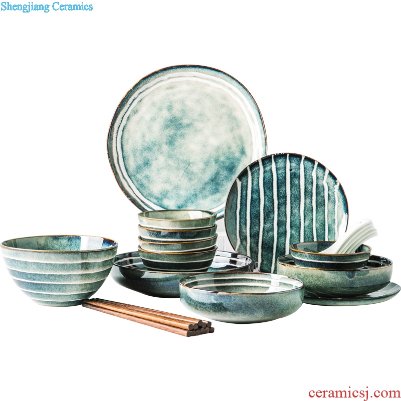 Ins web celebrity ceramic tableware retro dishes good-looking household Japanese chopsticks the dishes suit China