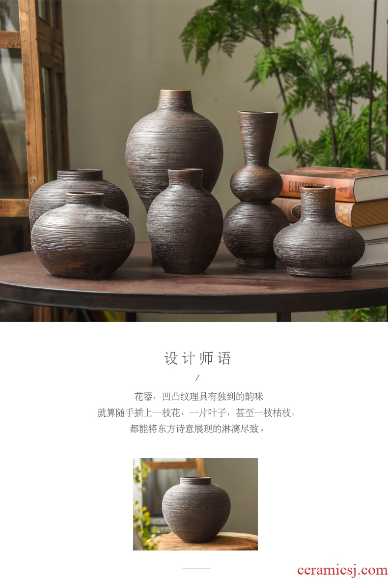 Jingdezhen ceramic mesa floret bottle coarse pottery zen Chinese style restoring ancient ways in dry flower is placed the living room table decorations