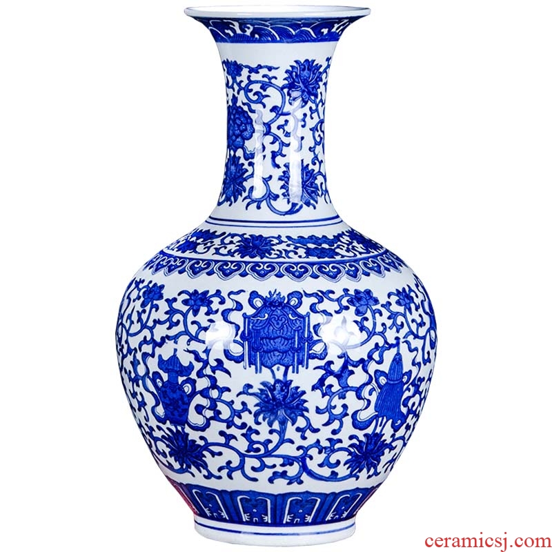 Blue and white porcelain of jingdezhen ceramics floret bottle archaize sitting room adornment new Chinese style household crafts are arranging flowers