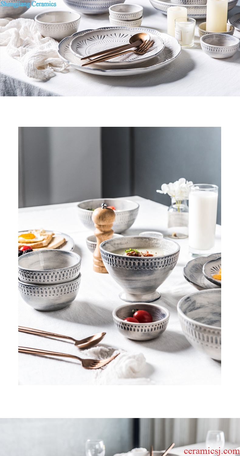 Million jia web celebrity ins ceramic tableware dishes creative household Nordic tableware moved into gift set the Louvre