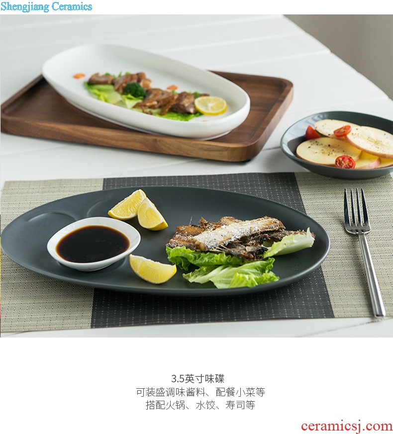 Million jiamei disk flat ceramic home dinner plate nice steak 0 a single large fish dish the novel form
