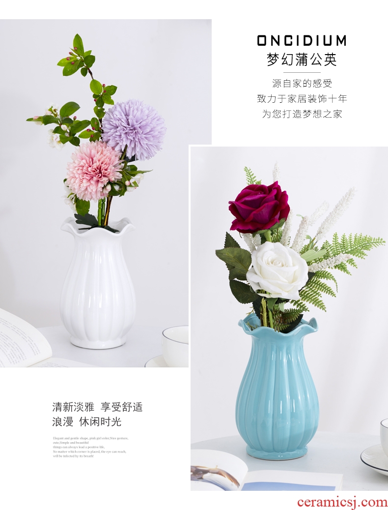 Nordic contracted ceramic vases, dried flowers flower arrangement simulation flower living room TV cabinet furnishing articles home decoration decoration