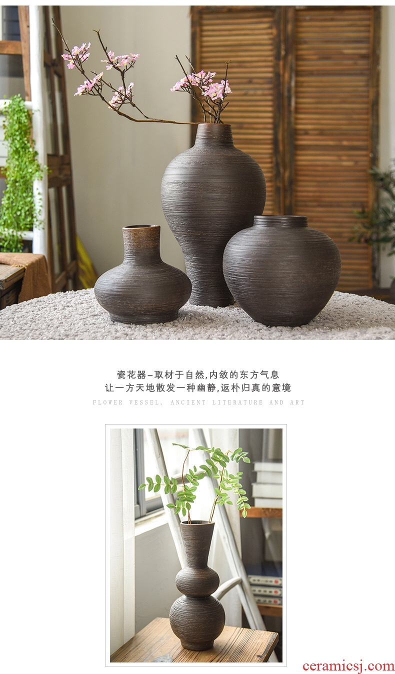 Jingdezhen ceramic mesa floret bottle coarse pottery zen Chinese style restoring ancient ways in dry flower is placed the living room table decorations