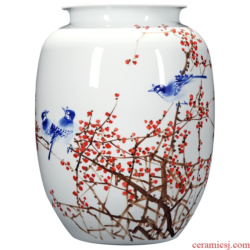 Jingdezhen ceramics big vase penjing masters hand draw freehand brushwork in traditional Chinese painting of flowers and dried flowers sitting room porch decoration