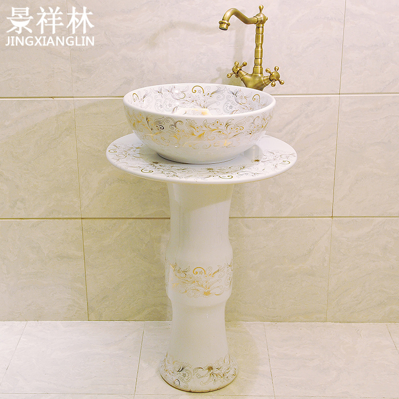 Ceramic basin of pillar type lavatory floor toilet pillar one-piece balcony column basin sinks