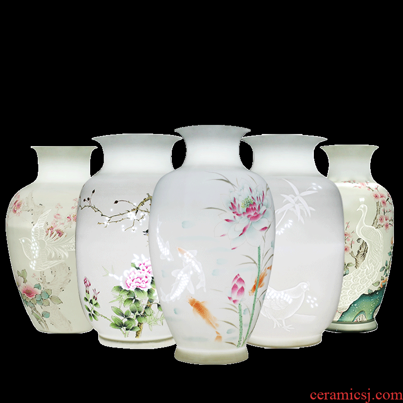 Exquisite vase furnishing articles of jingdezhen porcelain hand-painted ceramics sitting room knife clay flower arrangement home decorative arts and crafts