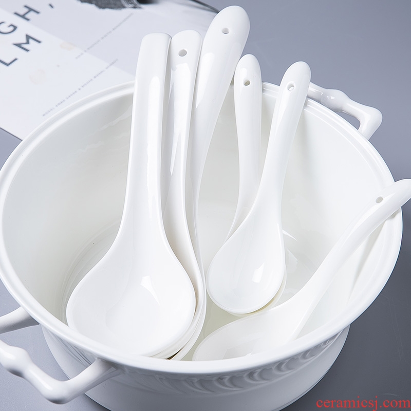 Spoon ceramic household big spoon ladle dipper large bone China porridge spoon porridge pot small spoon scoop of a spoon