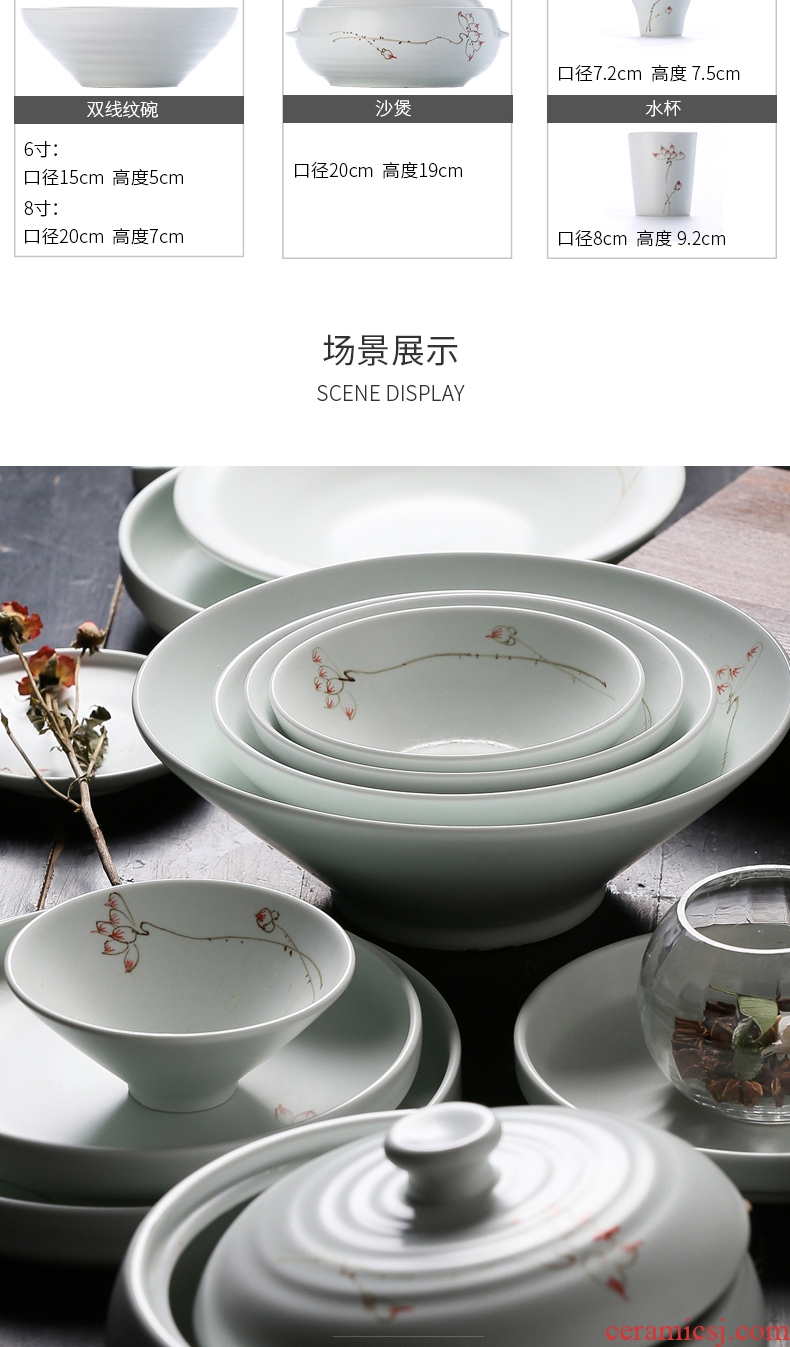 East glory of Chinese style household food dish hand-painted ceramic plate tableware suit rice dish dishes cup flat dish dish bowl