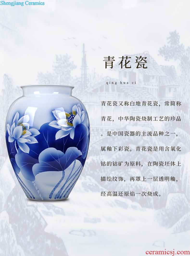 Jingdezhen blue and white ceramics hand-painted room sitting room ark new Chinese vase furnishing articles ornaments gifts