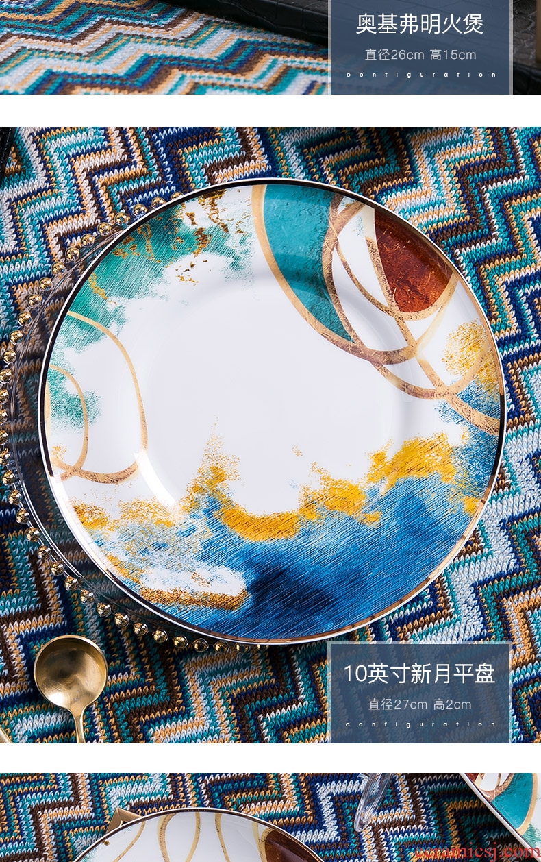 Bone China tableware Nordic upscale gift dishes chopsticks combination jingdezhen ceramic dishes suit American household