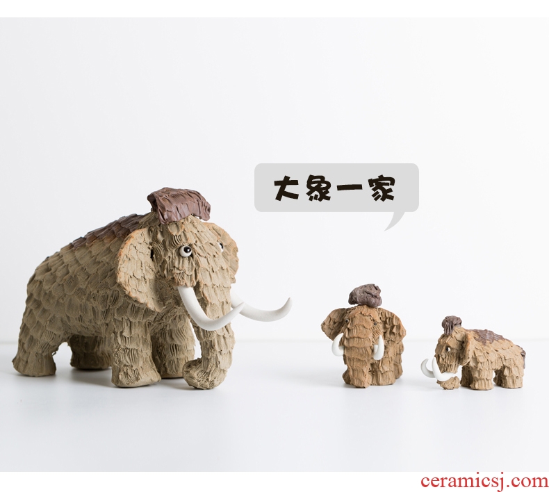 Household adornment creative cartoon animals handmade ceramic elephant decoration sitting room small place onboard gift
