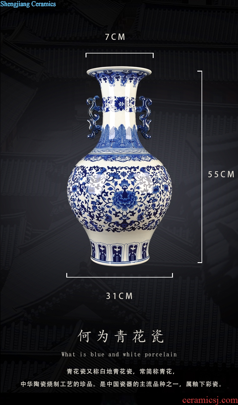 Jingdezhen ceramics antique hand-painted sitting room adornment of new Chinese style new classic desktop furnishing articles of blue and white porcelain vase