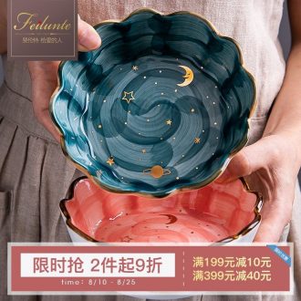 Star bowl of individual student home lovely ins salad bowl creative personality ceramic bowl dessert rainbow noodle bowl for breakfast