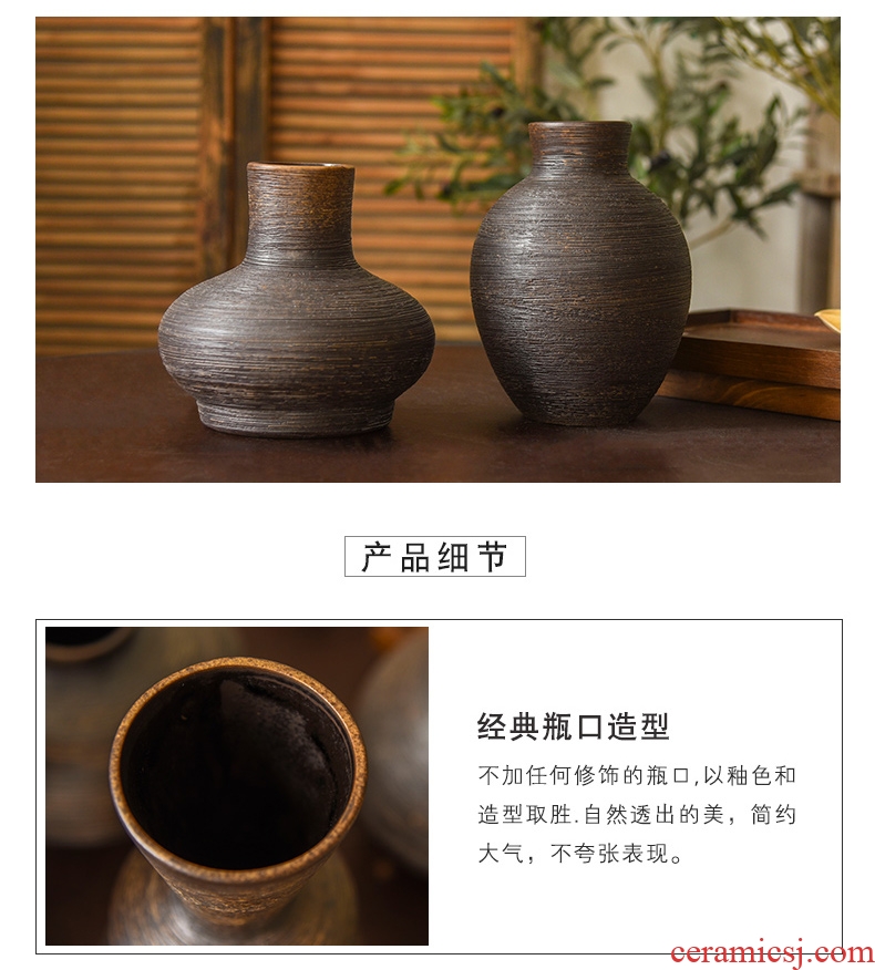 Jingdezhen ceramic mesa floret bottle coarse pottery zen Chinese style restoring ancient ways in dry flower is placed the living room table decorations