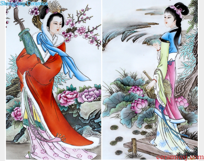 Jingdezhen porcelain plate painting four screen unique romance character hang painter the four most beautiful women in the sitting room adornment