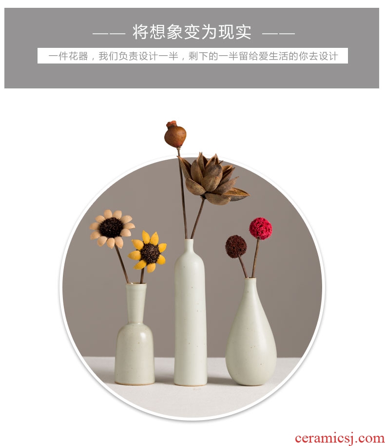 Contracted ceramic dry flower vase suit Japanese zen restoring ancient ways furnishing articles hydroponic flower arranging mini floral organ sitting room tea table
