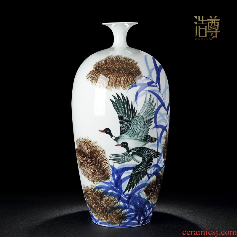 Jingdezhen ceramic large vases, antique hand-painted blue and white porcelain painting of flowers and household porcelain furnishing articles porch decorate gifts