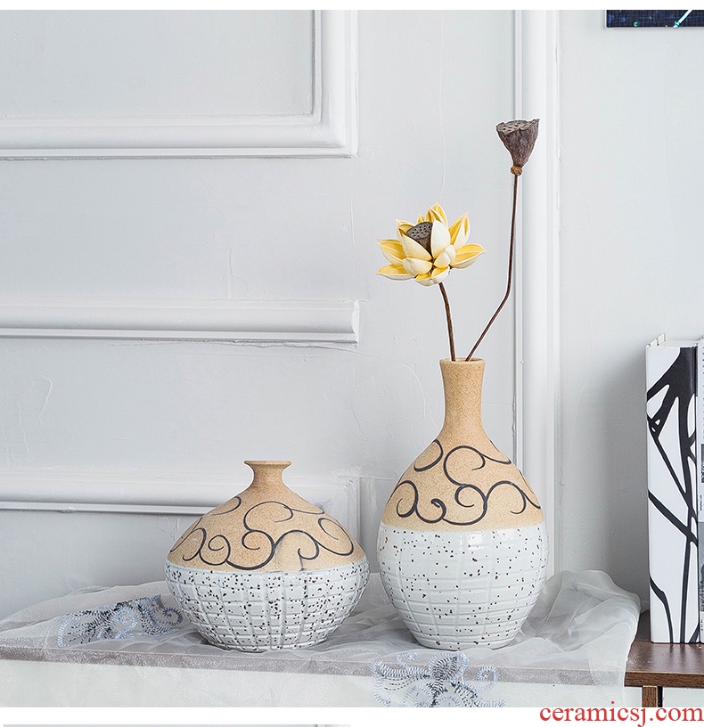 Gagarin's contemporary and contracted handmade ceramic vase household contracted tea table decorative dried flowers flower arrangement, european-style originality