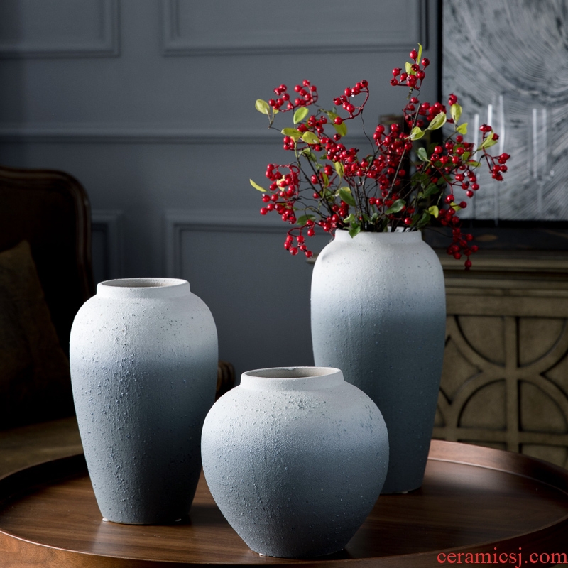 Jingdezhen coarse pottery all over the sky star dried flower ceramic vase to restore ancient ways small and pure and fresh flower arranging Nordic pottery furnishing articles sitting room