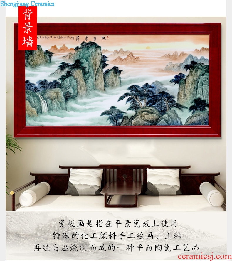 Jingdezhen ceramic hand-painted sunrise landscape porcelain plate painting the living room a study Chinese opening gifts that hang a picture