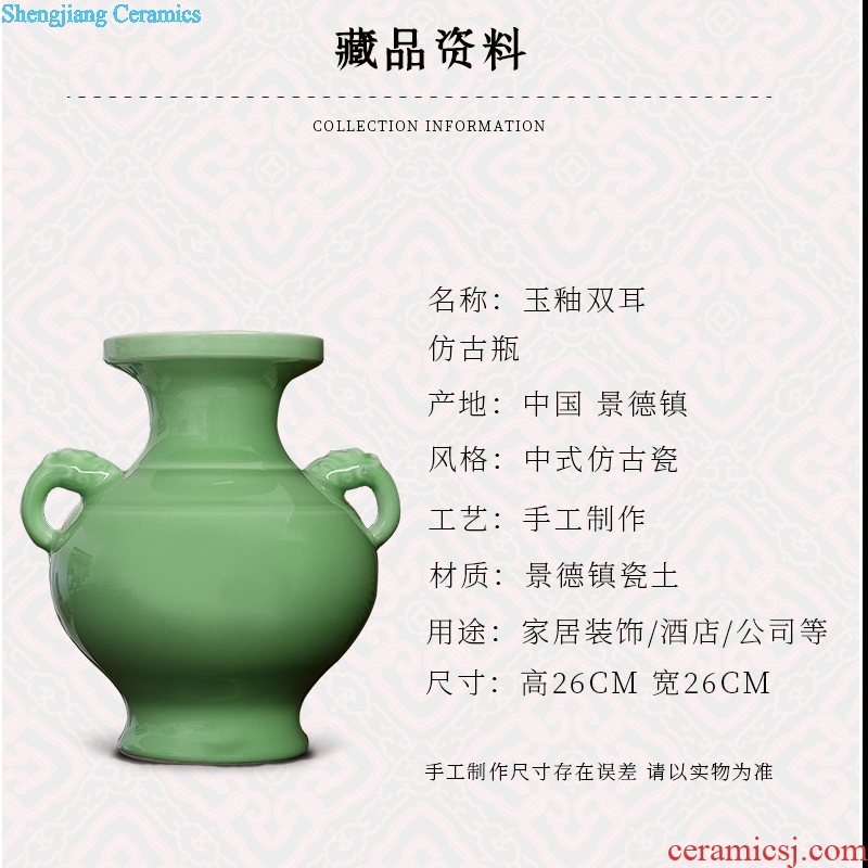 Chinese style classical jingdezhen ceramics antique vase full manual shadow green rich ancient frame home sitting room home furnishing articles