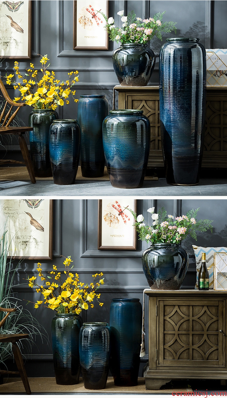 Ceramic vase furnishing articles of large living room TV cabinet flower arranging dried flower vases household contracted and contemporary decorative POTS