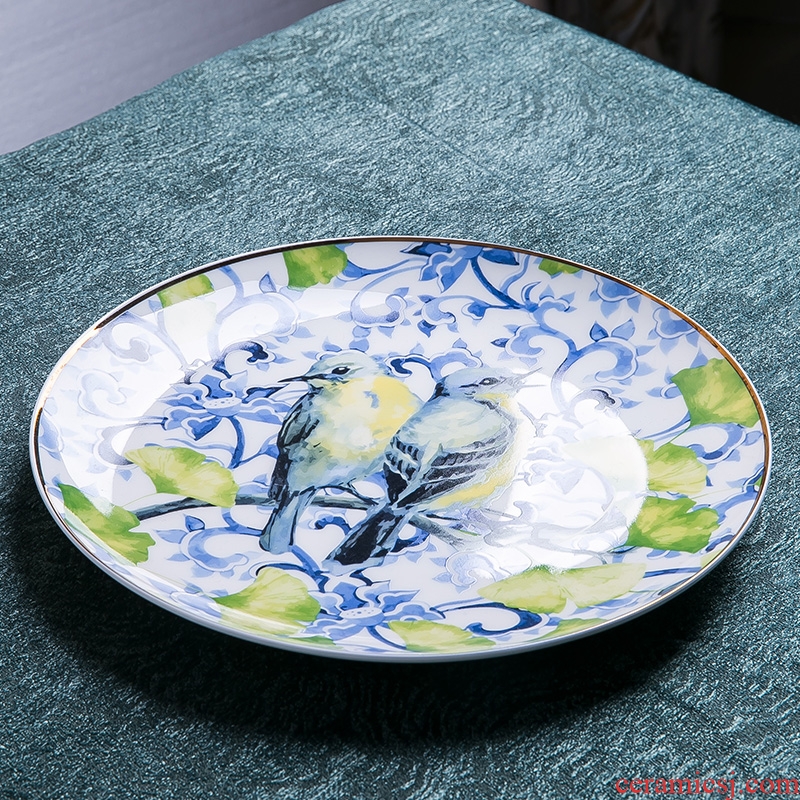 Plate combination suit huai home 10 ceramic dishes dishes of eating Chinese style simple bone porcelain tableware