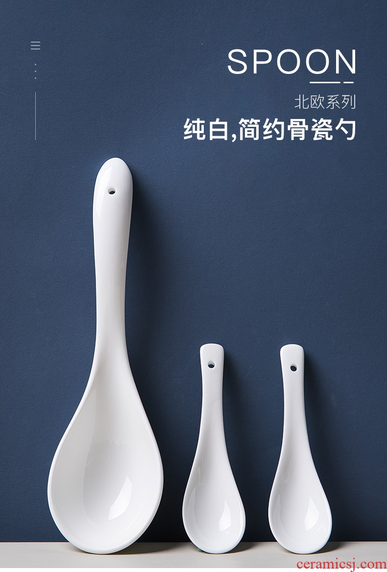 Spoon ceramic household big spoon ladle dipper large bone China porridge spoon porridge pot small spoon scoop of a spoon