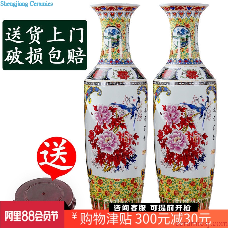 Jingdezhen ceramics powder enamel landing big vase peony flowers prosperous Chinese flower arranging furnishing articles sitting room adornment