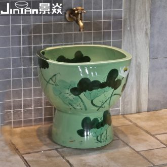 JingYan Chinese lotus pool ceramic art mop mop pool to wash the mop basin basin bathroom balcony mop pool