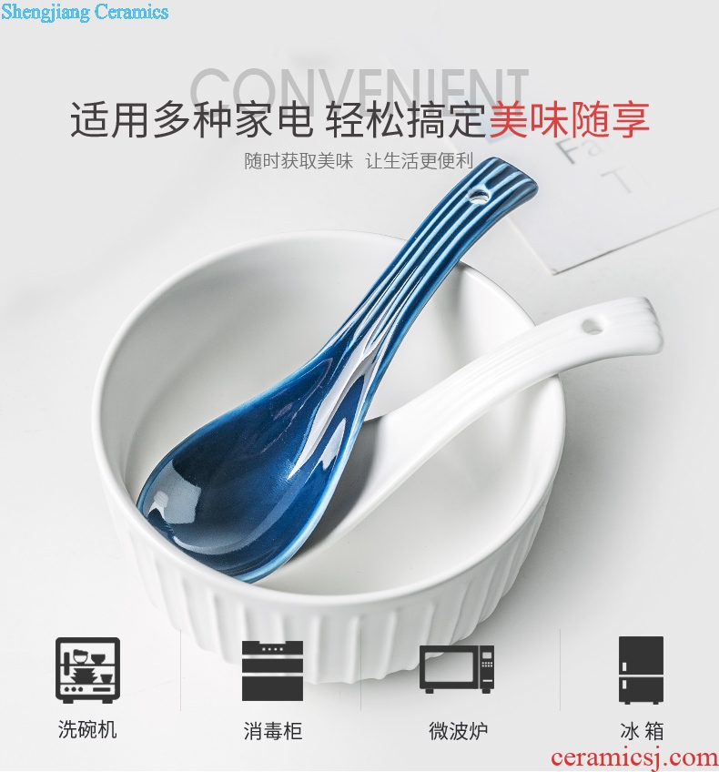 Household tablespoons of long handle drink soup spoon creative contracted small spoon Nordic ceramic spoon spoon eat porridge spoon scoop