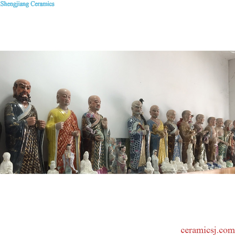 Jingdezhen pastel 18 arhats sculpture ceramic furnishing articles 20 small 18 arhats Buddhism with high 50, 90