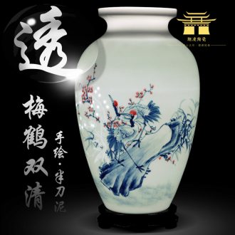Hand draw blue and white porcelain of jingdezhen ceramics thin body new Chinese style household flower arrangement sitting room adornment handicraft furnishing articles