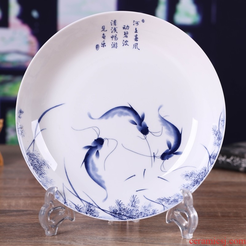 Jingdezhen blue and white porcelain glair soup plate 8 inch ceramic plate bone plate deep dish used dishes