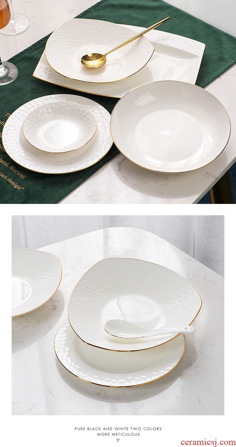 European style phnom penh dish suits home dish bowl chopsticks dishes bone China jingdezhen ceramics cutlery set jade