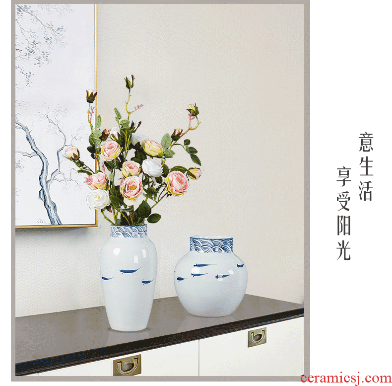 Jingdezhen modern household adornment new Chinese TV ark ceramic vase the sitting room porch creative furnishing articles