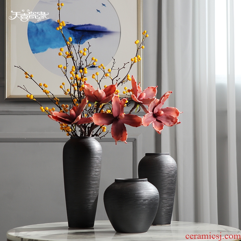 Jingdezhen ceramic vases, new Chinese style table furnishing articles simulation flower arranging dried flowers sitting room TV ark home decoration