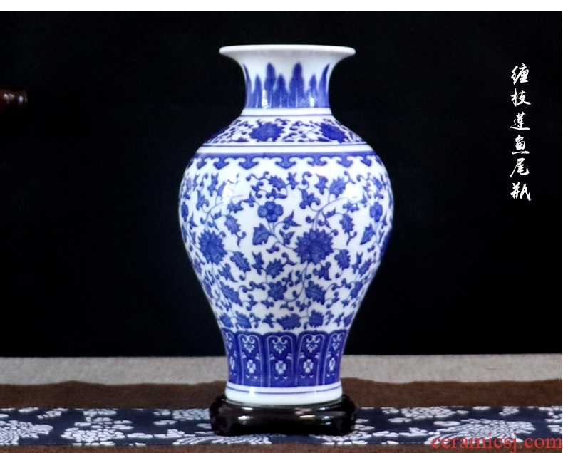 Blue and white porcelain vase furnishing articles flower arranging archaize little sitting room adornment handicraft gift of new Chinese style of jingdezhen ceramics